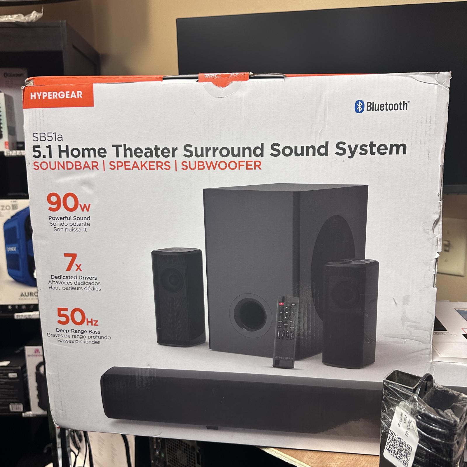 HyperGear SB51a 5.1 Home Theater Surround Sound System Bluetooth, 90W, Subwoofer - hình ảnh