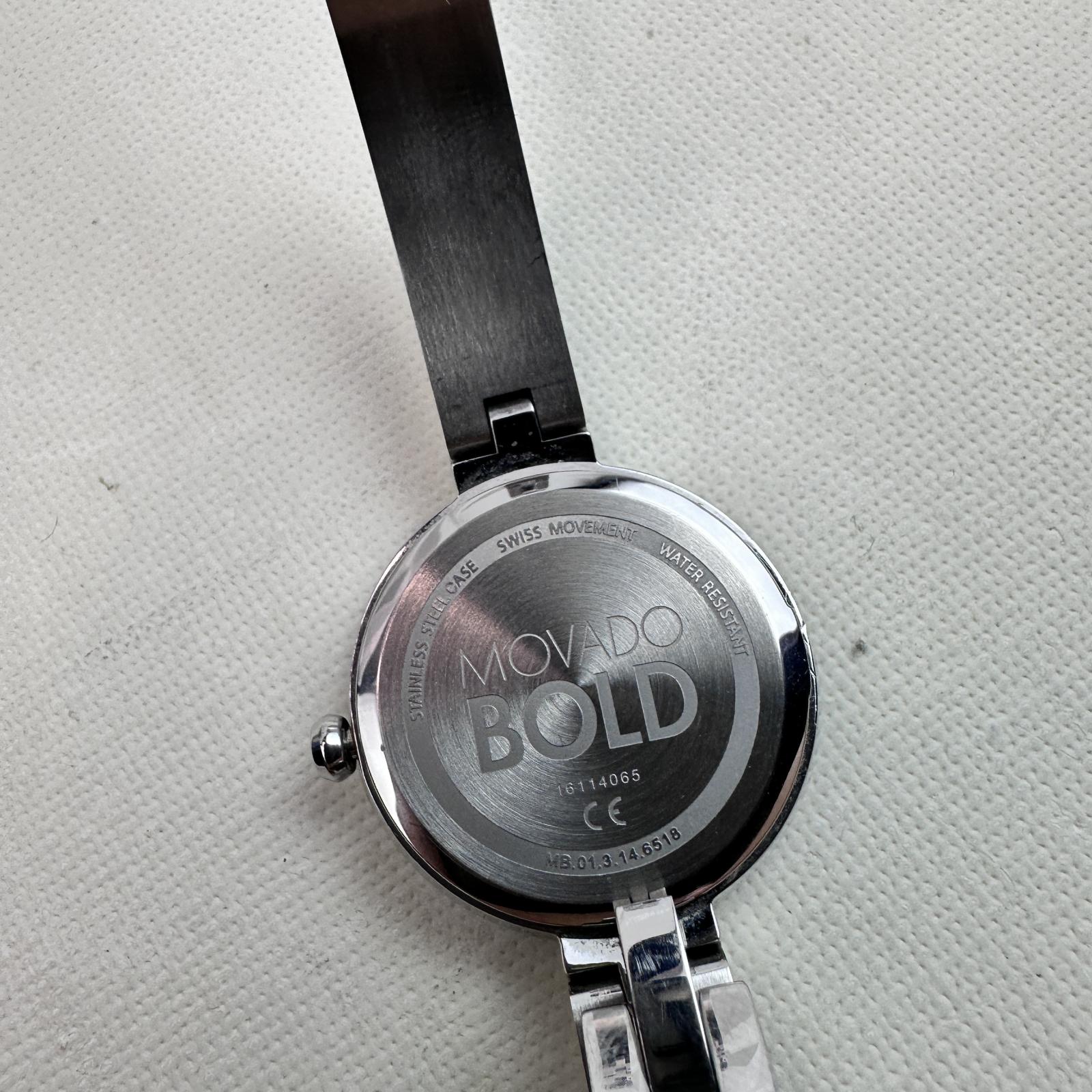 Movado $495 Bold Bangle Women’s Swiss Quartz Watch, Stainless Steel 28 mm - hình ảnh